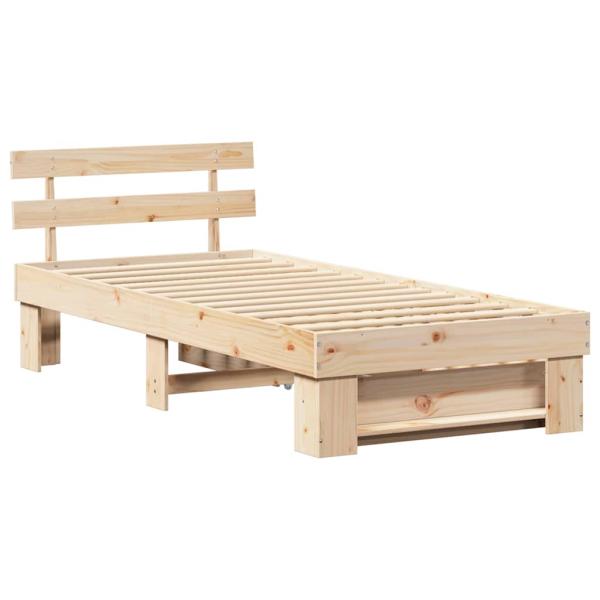 Bettgestell mit Schubladen mit Kopfteil mit Speicher Braun 75 x 190 cm Massivkiefer