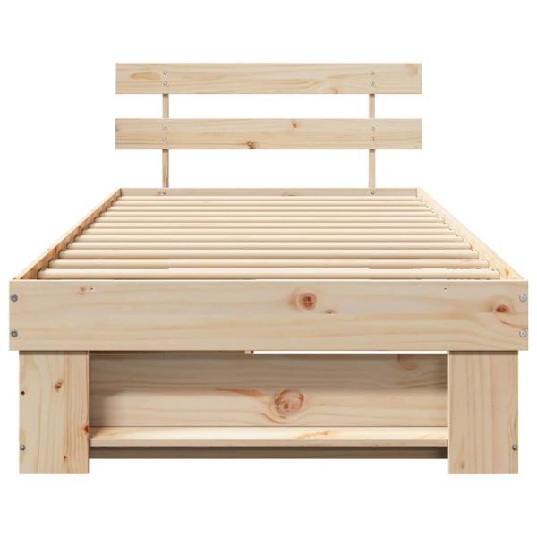 Bettgestell mit Schubladen mit Kopfteil mit Speicher Braun 75 x 190 cm Massivkiefer