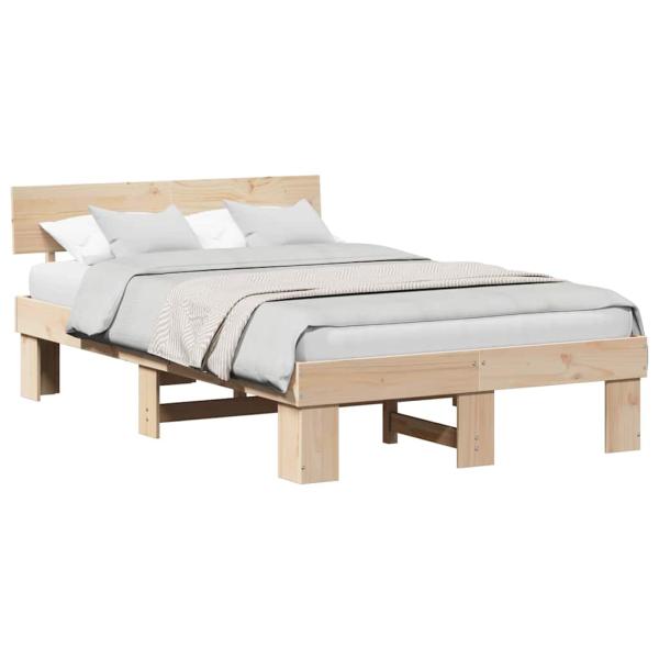 Bettgestell mit Kopfteil Braun 140 x 190 cm Massivkiefer