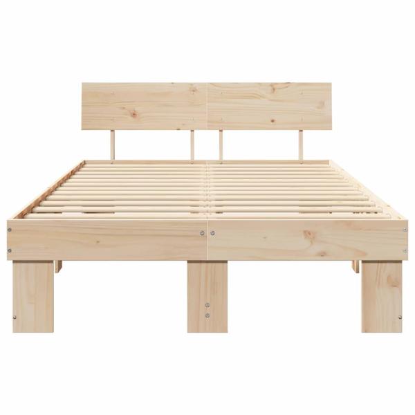 Bettgestell mit Kopfteil Braun 140 x 190 cm Massivkiefer