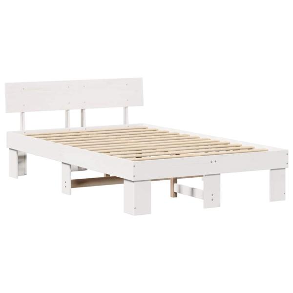 Bettgestell mit Kopfteil Weiß 120 x 190 cm Massivkiefer