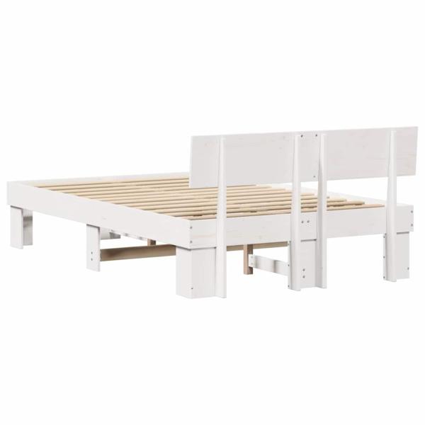 Bettgestell mit Kopfteil Weiß 120 x 190 cm Massivkiefer