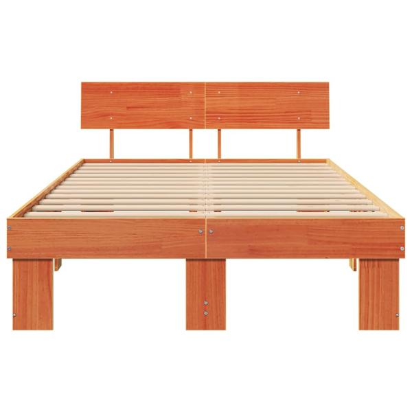 Bettgestell mit Kopfteil Wachsbraun 120 x 190 cm Massivkiefer