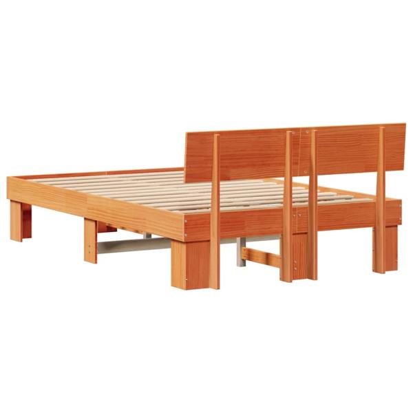 Bettgestell mit Kopfteil Wachsbraun 120 x 190 cm Massivkiefer
