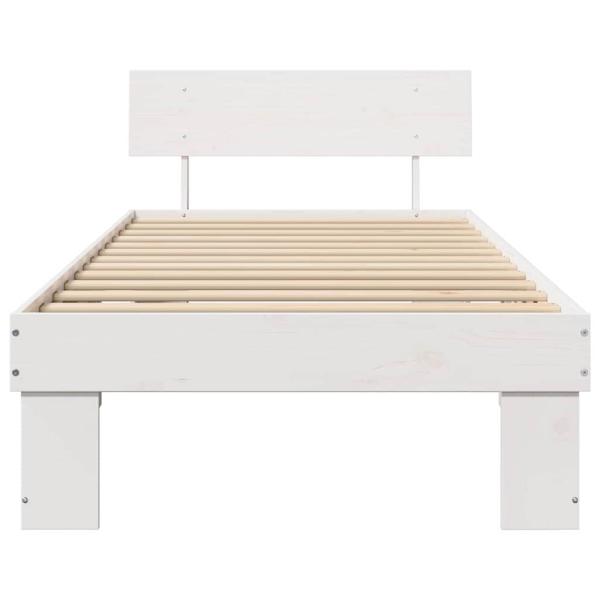 Bettgestell mit Kopfteil Weiß 90 x 200 cm Massivkiefer