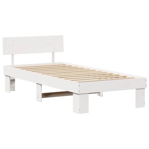 Bettgestell mit Kopfteil Weiß 80 x 200 cm Massivkiefer