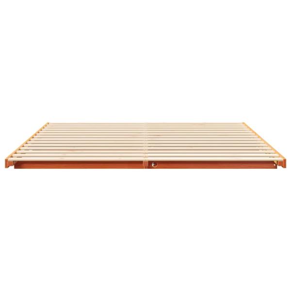 Bodenbettgestell Wachsbraun 200 x 200 cm Massivholz Kiefer