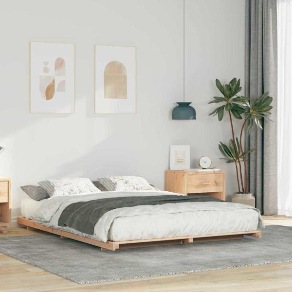 ARDEBO.de - Bodenbettgestell Braun 150 x 200 cm Massivholz Kiefer