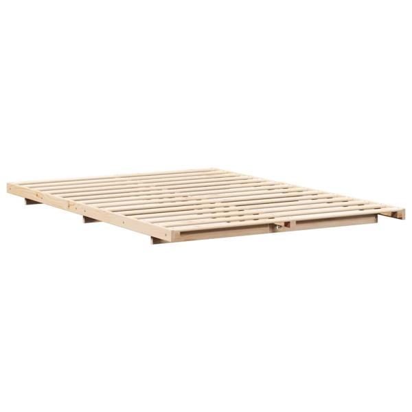 Bodenbettgestell Braun 150 x 200 cm Massivholz Kiefer