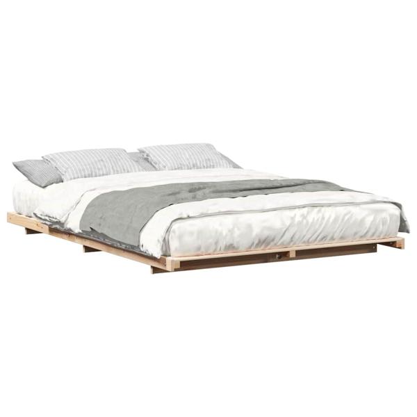 Bodenbettgestell Braun 150 x 200 cm Massivholz Kiefer