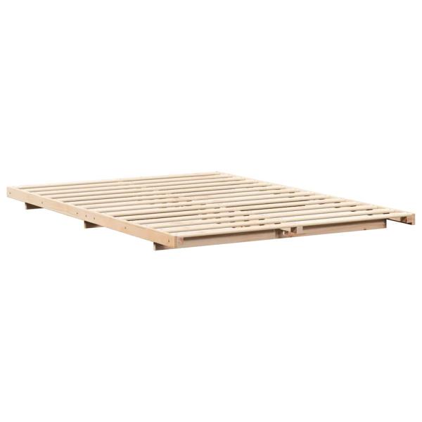 Bodenbettgestell Braun 150 x 200 cm Massivholz Kiefer