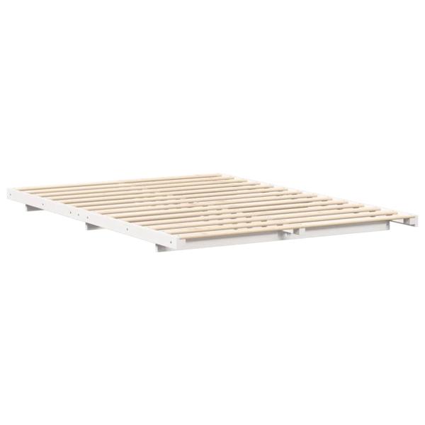 Bodenbettgestell Weiß 140 x 200 cm Massivholz Kiefer