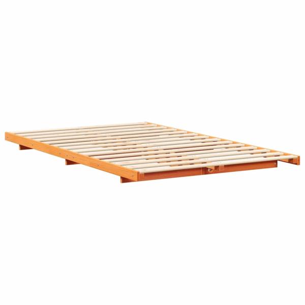 Bodenbettgestell Wachsbraun 140 x 190 cm Massivholz Kiefer