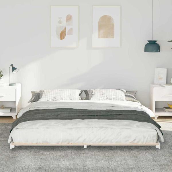 Bodenbettgestell Weiß 180 x 210 cm Massivholz Kiefer