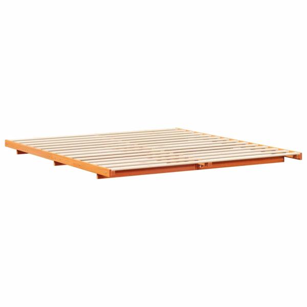 Bodenbettgestell Wachsbraun 180 x 210 cm Massivholz Kiefer