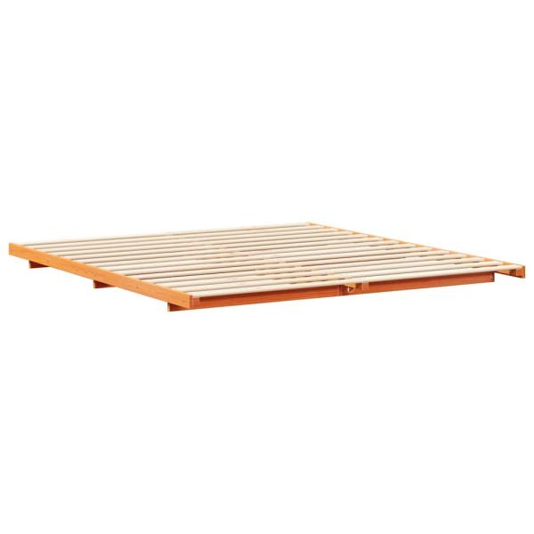 Bodenbettgestell Wachsbraun 200 x 210 cm Massivholz Kiefer