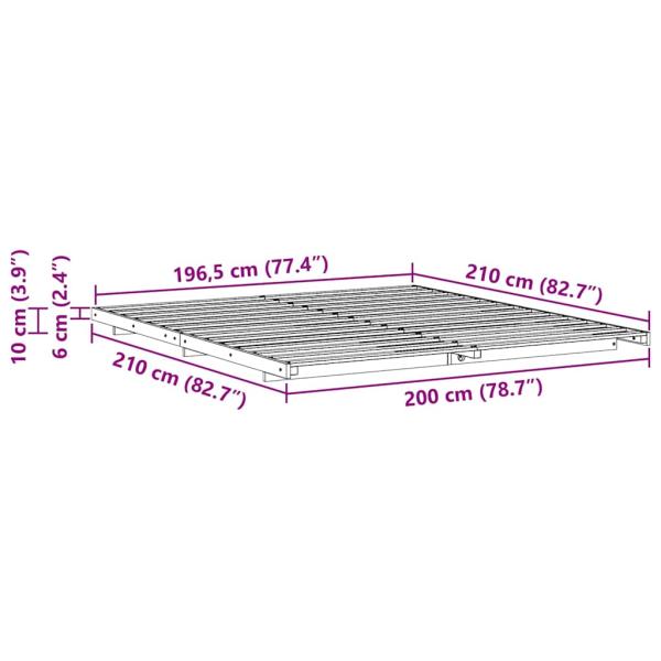 Bodenbettgestell Wachsbraun 200 x 210 cm Massivholz Kiefer