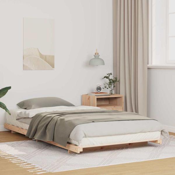 ARDEBO.de - Bodenbettgestell Braun 80 x 220 cm Massivholz Kiefer