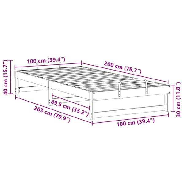 Bettgestell mit Tragegriffen Braun 100 x 200 cm