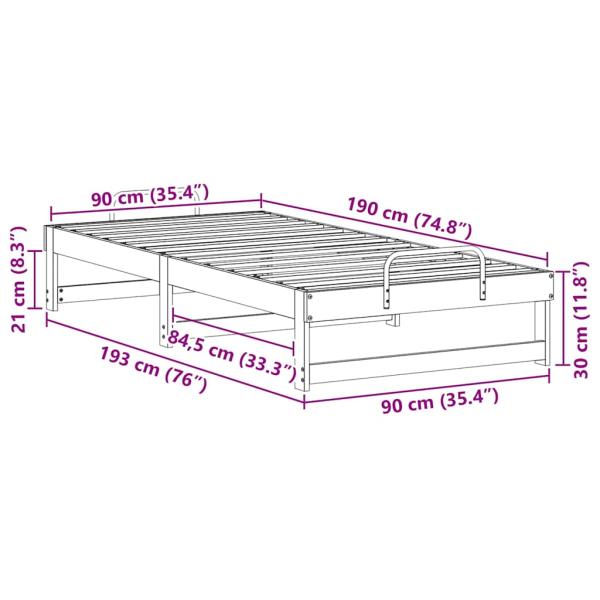 Bettgestell mit Tragegriffen Weiß 90 x 190 cm Massivholz Kiefer