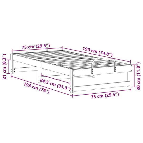 Bettgestell mit Tragegriffen Braun 75 x 190 cm