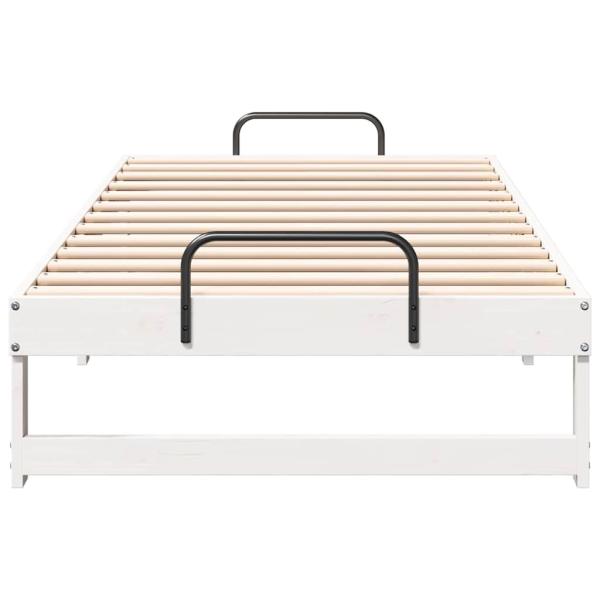 Bettgestell mit Tragegriffen Weiß 75 x 190 cm Massivholz Kiefer