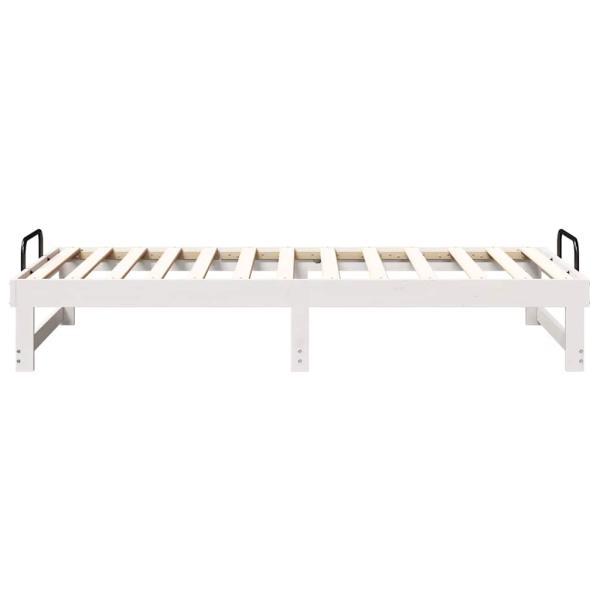 Bettgestell mit Tragegriffen Weiß 75 x 190 cm Massivholz Kiefer