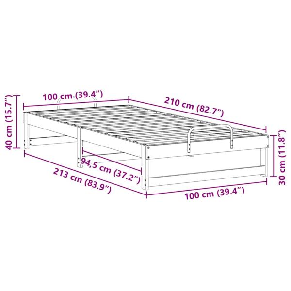 Bettgestell mit Tragegriffen Weiß 100 x 210 cm