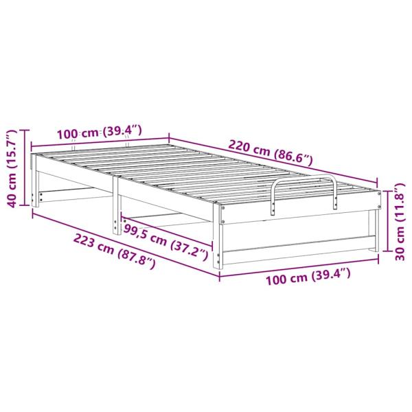 Bettgestell mit Tragegriffen Braun 100 x 220 cm