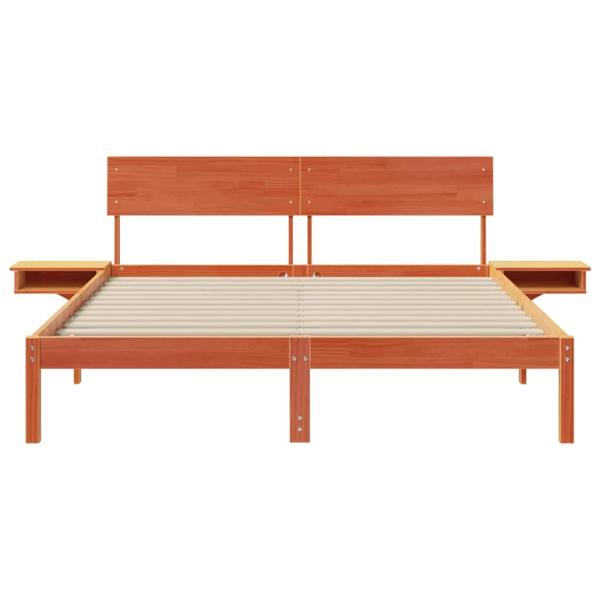 Bettgestell mit Nachttischen Wachsbraun 150 x 200 cm