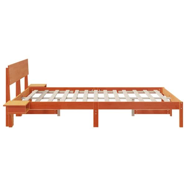 Bettgestell mit Nachttischen Wachsbraun 150 x 200 cm