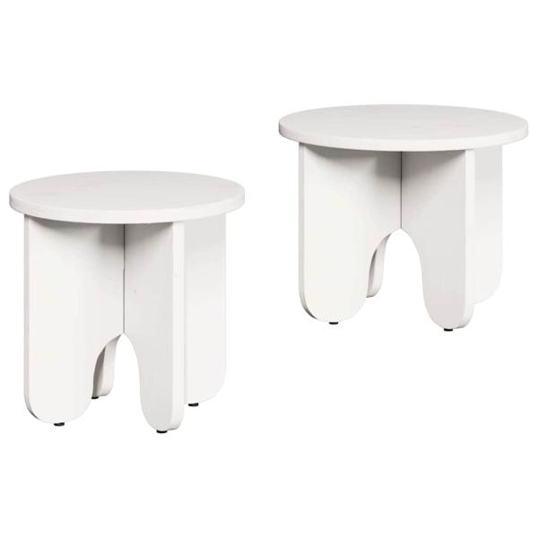 Kaffeetisch Set 2 pcs Weiß 39.5 x 39.5 x 30 cm Massivkiefer