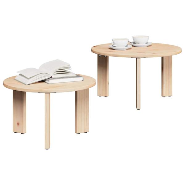 Kaffeetisch Set 2 pcs Natur 47,5 x 47,5 x 27 cm Massivkiefer