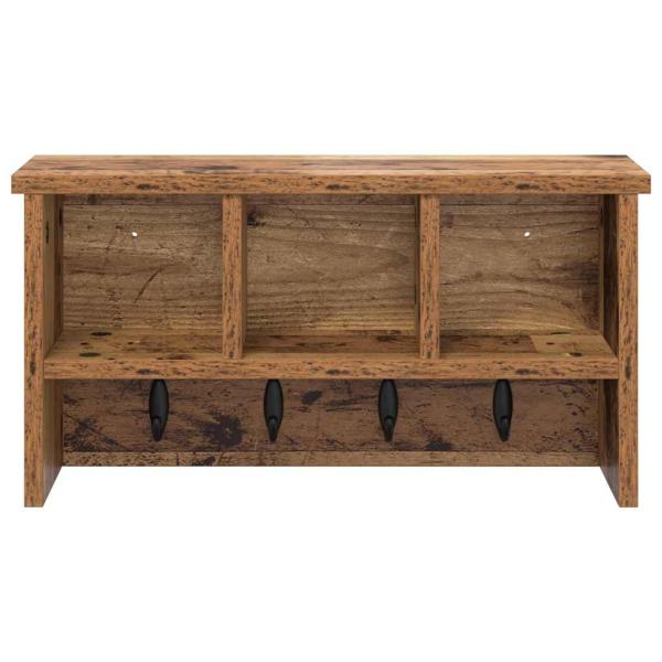 Wandmontierter Kleiderständer mit Regal Altholz 50 x 16 x 26 cm