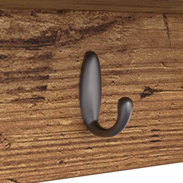 Wandmontierter Kleiderständer mit Regal Altholz 50 x 16 x 26 cm