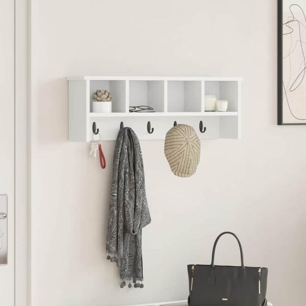ARDEBO.de - Wandmontierter Kleiderständer mit Regal Wandmontiert mit Speicher Weiß 75 x 16 x 26 cm