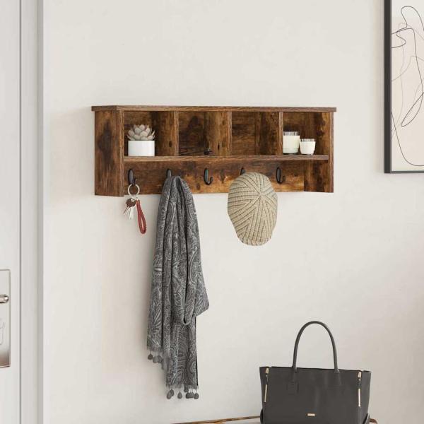 ARDEBO.de - Wandmontierter Kleiderständer Räuchereiche 75 x 16 x 26 cm