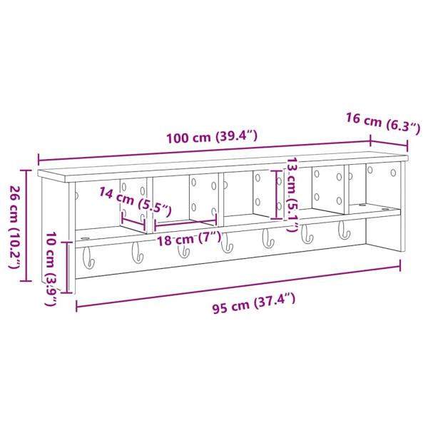 Wandmontierter Kleiderständer mit Regal Weiß 100 x 16 x 26 cm