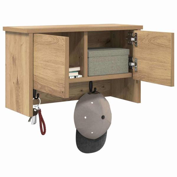 Wandmontierter Kleiderständer mit Regal Wandmontiert mit Speicher mit Tür Eiche handwerklich