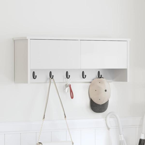 ARDEBO.de - Wandmontierter Kleiderständer mit Regal Wandmontiert mit Speicher mit Tür Weiß 80 x 20 x 30 cm