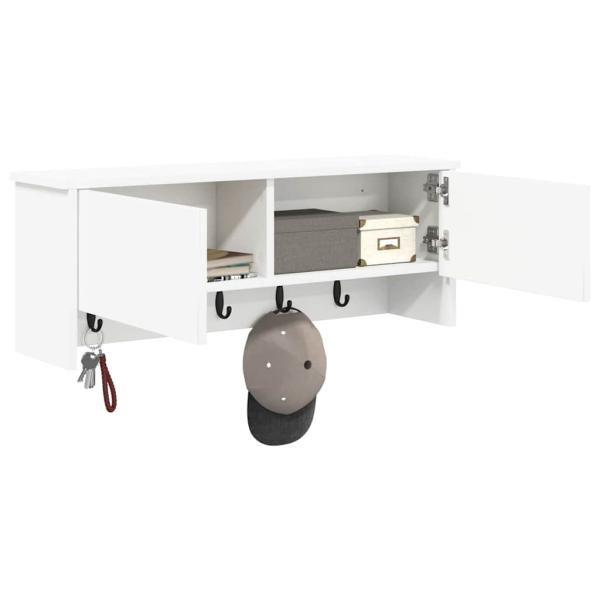 Wandmontierter Kleiderständer mit Regal Wandmontiert mit Speicher mit Tür Weiß 80 x 20 x 30 cm