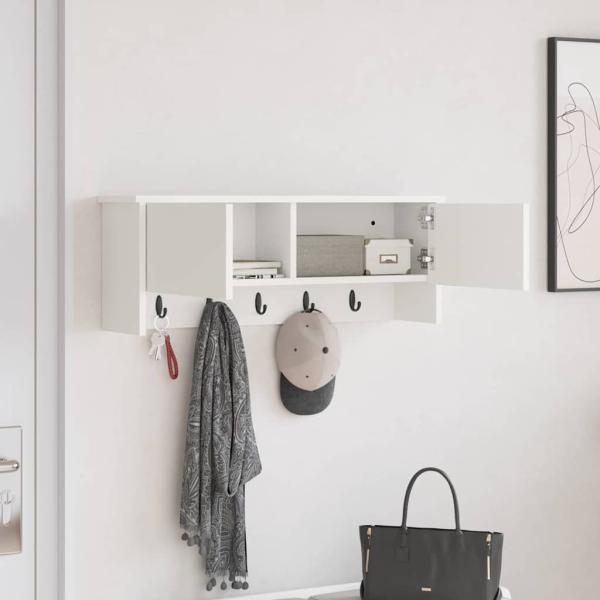 Wandmontierter Kleiderständer mit Regal Wandmontiert mit Speicher mit Tür Weiß 80 x 20 x 30 cm