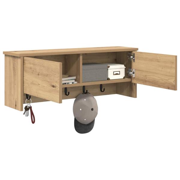 Wandmontierter Kleiderständer mit Regal Wandmontiert mit Speicher mit Tür Eiche handwerklich