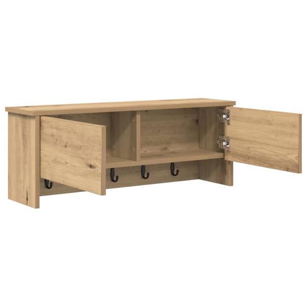 Wandmontierter Kleiderständer mit Regal Wandmontiert mit Speicher mit Tür Eiche handwerklich