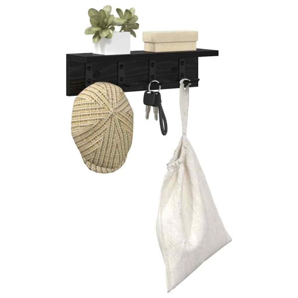 Wandmontierter Kleiderständer mit Regal Wandmontiert Schwarze Eiche