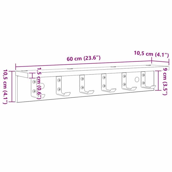 Wandmontierter Kleiderständer mit Regal Wandmontiert Eiche handwerklich