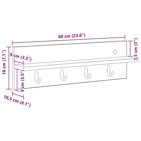 Wandmontierter Kleiderständer Sonoma Eiche 60 x 10.5 x 18 cm