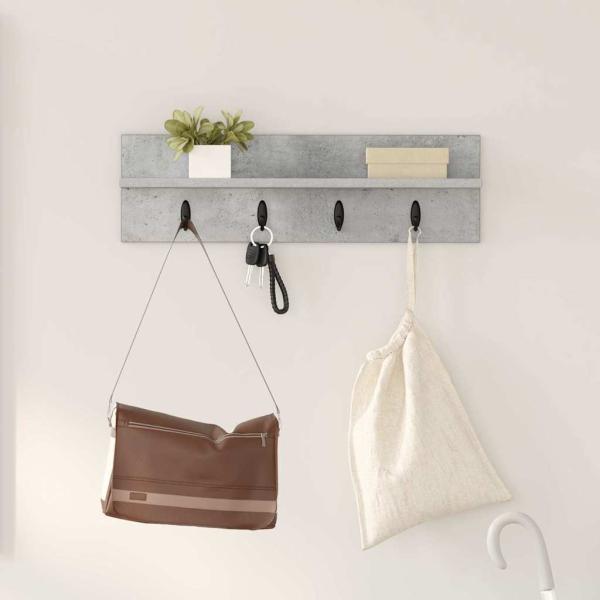ARDEBO.de - Wandmontierter Kleiderständer Betongrau 60 x 10.5 x 18 cm