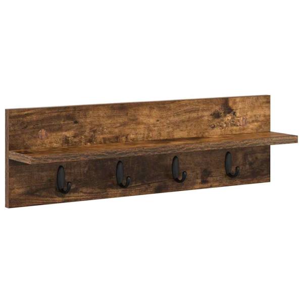 ARDEBO.de - Wandmontierter Kleiderständer Räuchereiche 60 x 10.5 x 18 cm