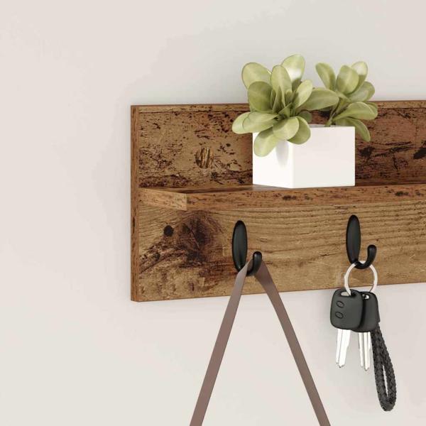 Wandmontierter Kleiderständer Altholz 60 x 10.5 x 18 cm